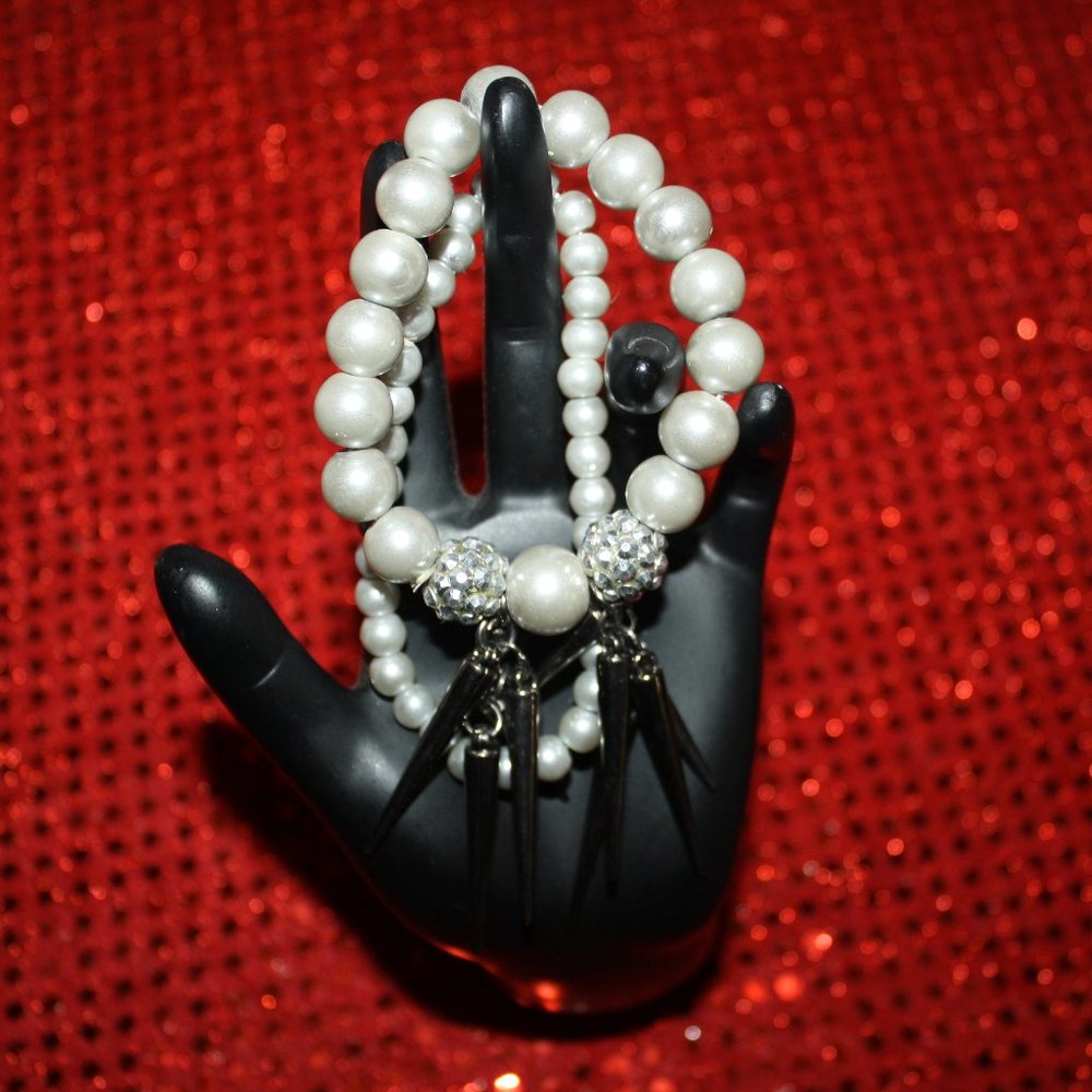 Beaded & Spiked Bracelet Silver